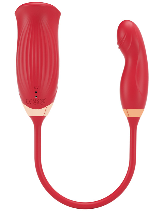 Клиторальный стимулятор Eroticon Lovely с язычком и мини-вибратором, красный