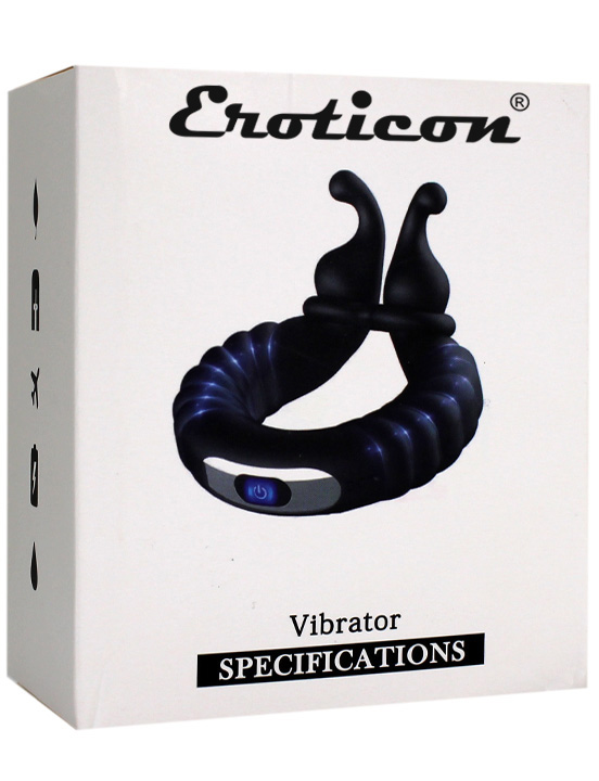 Эрекционное виброкольцо Eroticon Snail с усиками, чёрное
