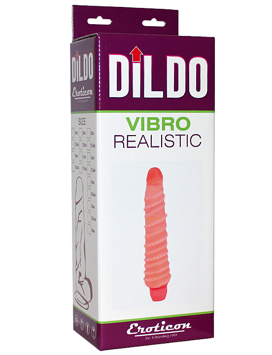 Вибратор Eroticon Vibro Realistic в форме спирали, гнущийся, моден ультраскин, 26x200 мм