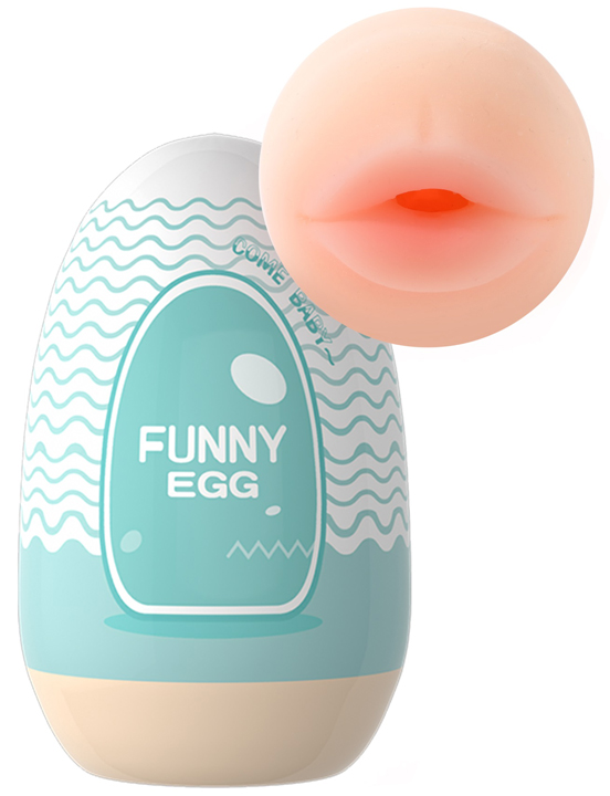 Мастурбатор-яйцо Fanny Egg (ротик), голубой, 40x90 мм