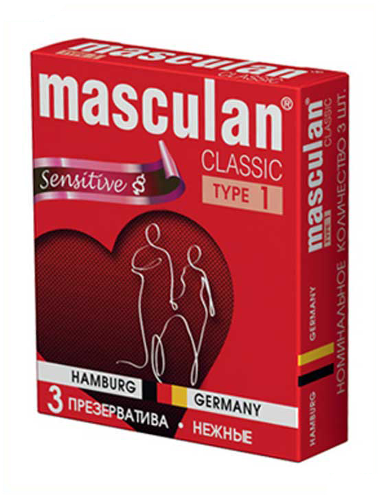 Презервативы Masculan 1 Classic Sensitive, нежные, 3 шт.