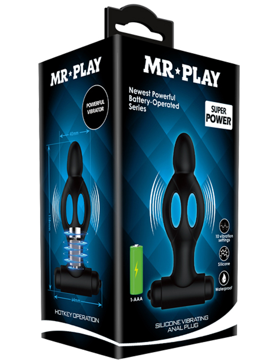 Вибропробка Mr.Play, 10 режимов, силикон, чёрная, 40x118 мм