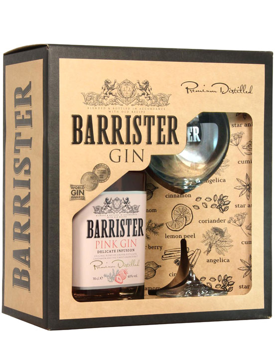 Barrister Pink in gift box with glass 0,7L