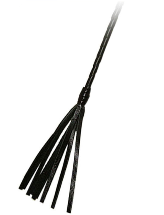 Стек с плетёной ручкой, наконечник «кисточка - 20 см», чёрный, 850 мм