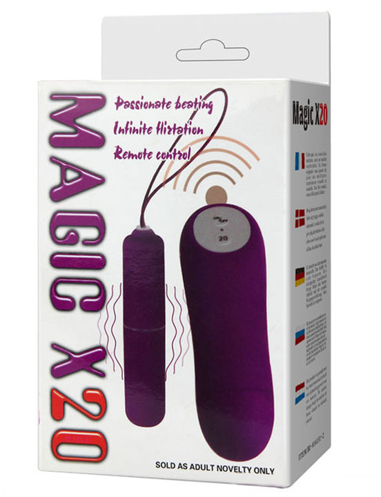 Минивибратор Magic X20 с дистанционным пультом, 20 видов вибрации, фиолетовая, 20х76 мм