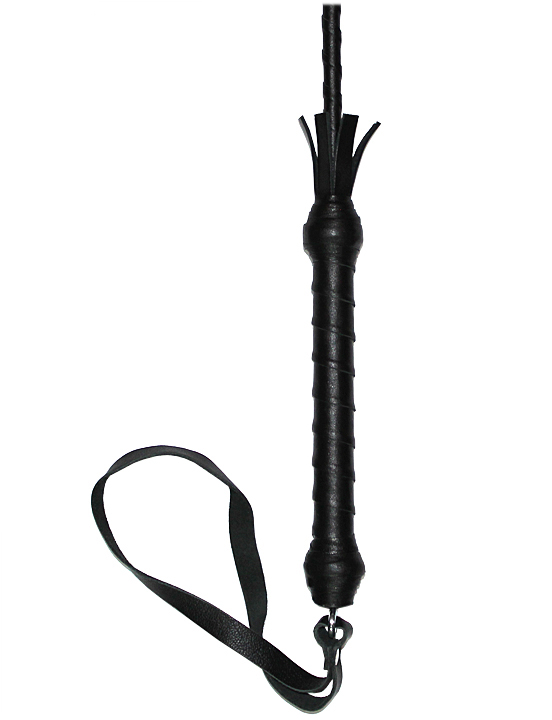 Стек с плетёной ручкой, наконечник «кисточка - 10 см», чёрный, 850 мм