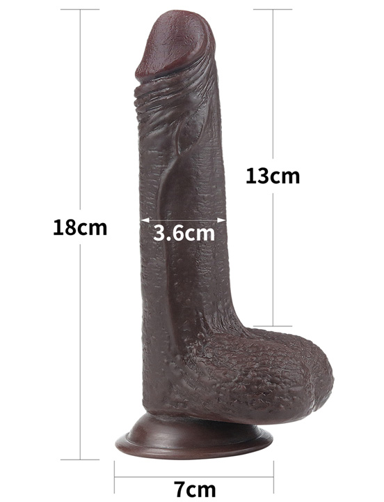 Фаллоимитатор на присоске Sliding Skin Dual Layer Dong, чёрный, 36x175 мм