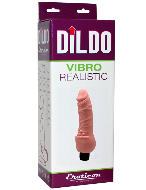 Вибратор Eroticon Vibro Realistic, рельефный, с усиками, телесный 37x190 мм