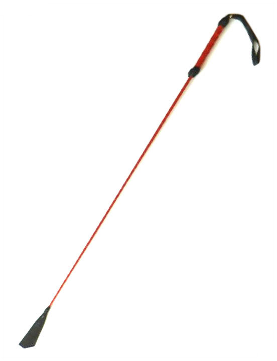 Стек с плетёной ручкой, наконечник «хлопушка», лакированный, красный, 830 мм