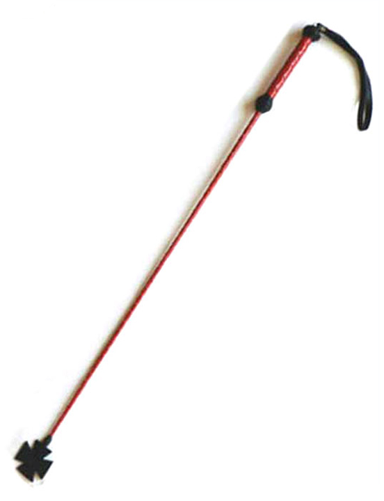 Стек с плетёной ручкой, наконечник «крест», лакированный, красный, 680 мм