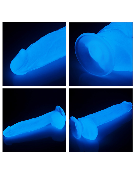 Фаллоимитатор 10'' Lumino Play Dildo светящийся с мошонкой на присоске, 50x260 мм