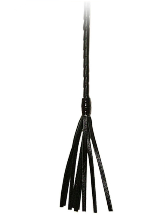 Стек с плетёной ручкой, наконечник «кисточка - 20 см», чёрный, 1000 мм