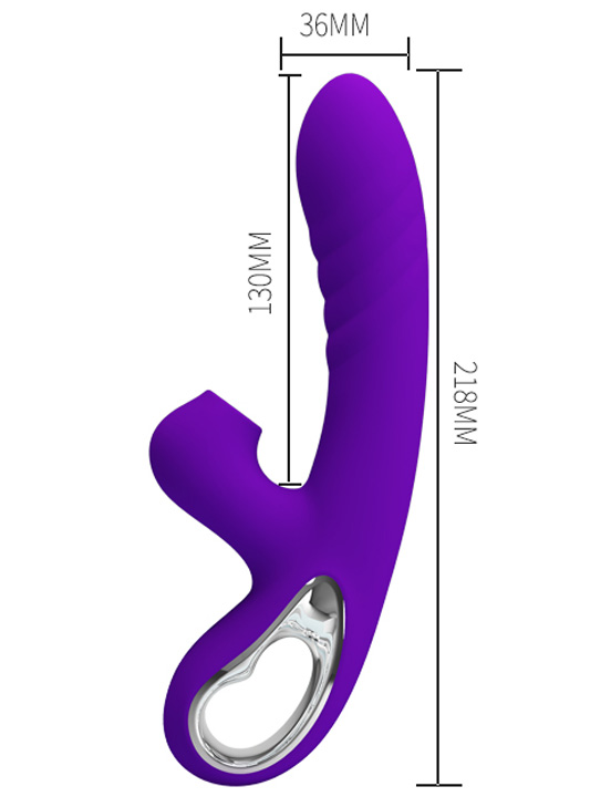 Вибратор JERSEY с вакуумом, силикон, 12x4 режима, силикон, фиолетовый, 36x218 мм