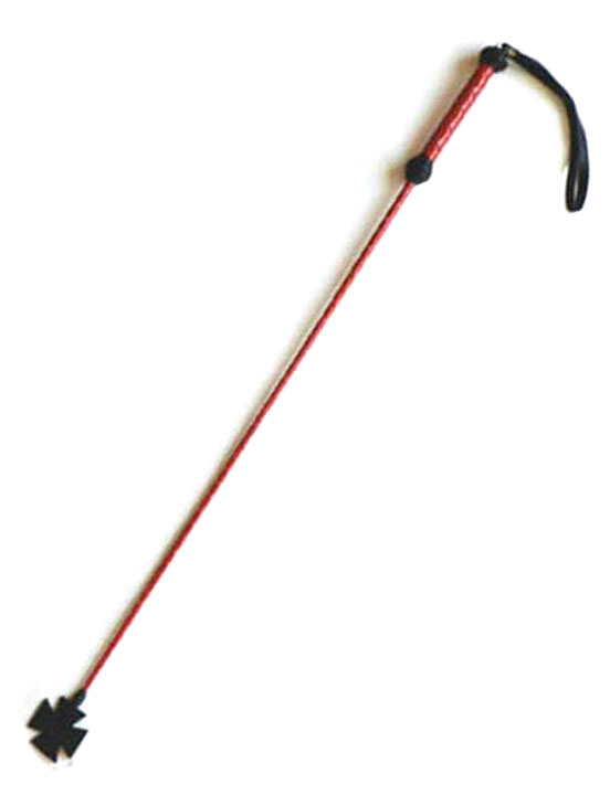 Стек с плетёной ручкой, наконечник «крест», лакированный, красный, 810 мм