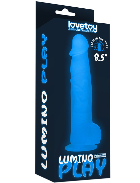 Фаллоимитатор 8.5'' Lumino Play Dildo светящийся с мошонкой на присоске, 45x215 мм