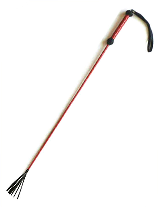 Стек с плетёной ручкой, наконечник «кисточка - 20 см», лакированный, красный, 850 мм