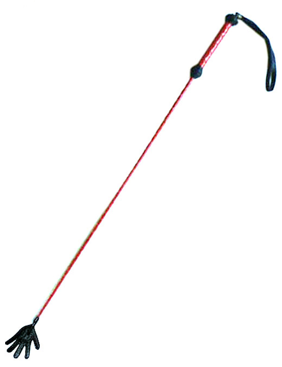 Стек с плетёной ручкой, наконечник «ладошка», лакированный, красный, 850 мм