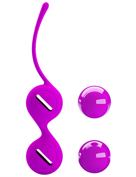 Вагинальные шарики Kegel Tighten UP I со смещённым центром тяжести, фиолетовые, 34x160 мм