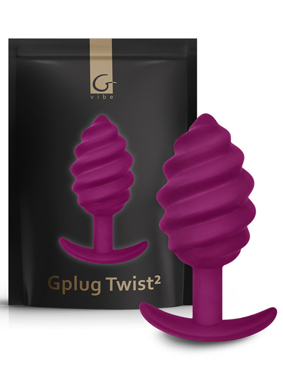 Анальная силиконовая пробка Gvibe Gplug Twist 2 Raspberry для ношения, 10.5x3.9 см