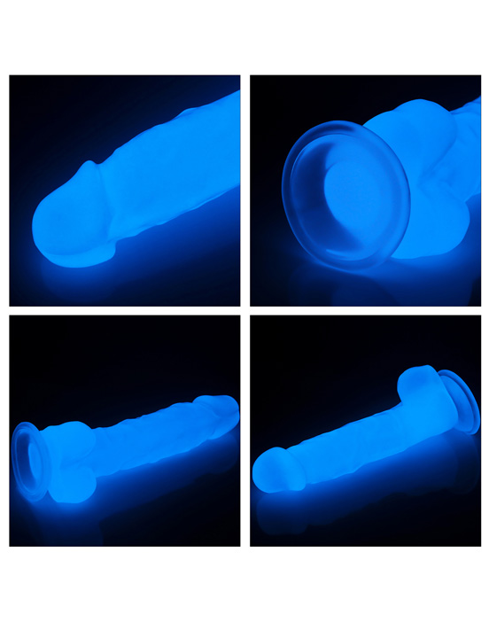 Фаллоимитатор 8.5'' Lumino Play Dildo светящийся с мошонкой на присоске, 45x215 мм