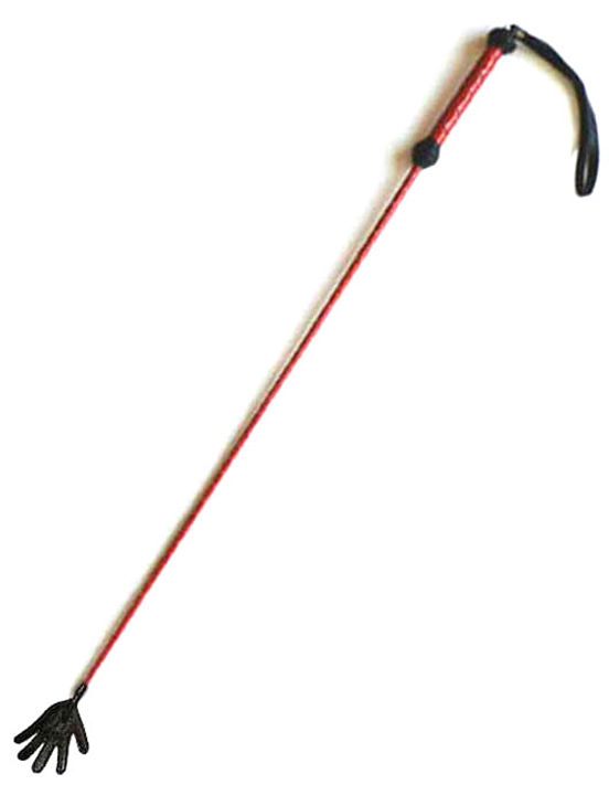 Стек с плетёной ручкой, наконечник «ладошка», лакированный, красный, 700 мм