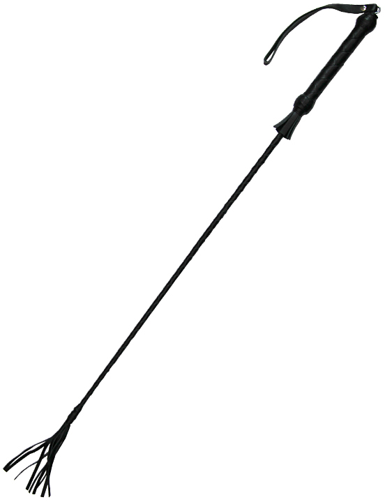 Стек с плетёной ручкой, наконечник «кисточка - 10 см», чёрный, 700 мм