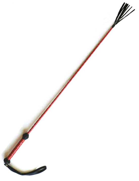 Стек с плетёной ручкой, наконечник «кисточка - 20 см», лакированный, красный, 1000 мм