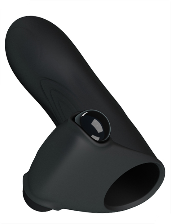 Насадка Adonis на палец с вибрацией, силикон, чёрная, 82 мм