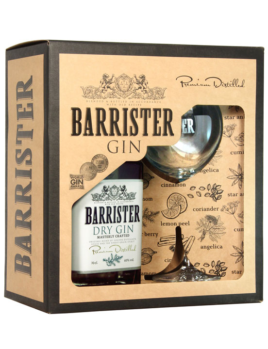 Barrister Dry in gift box with glass