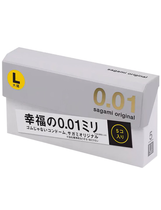 Презервативы Sagami Original 0.01, тонкие, полиуретановые, L-Size, 5 шт.