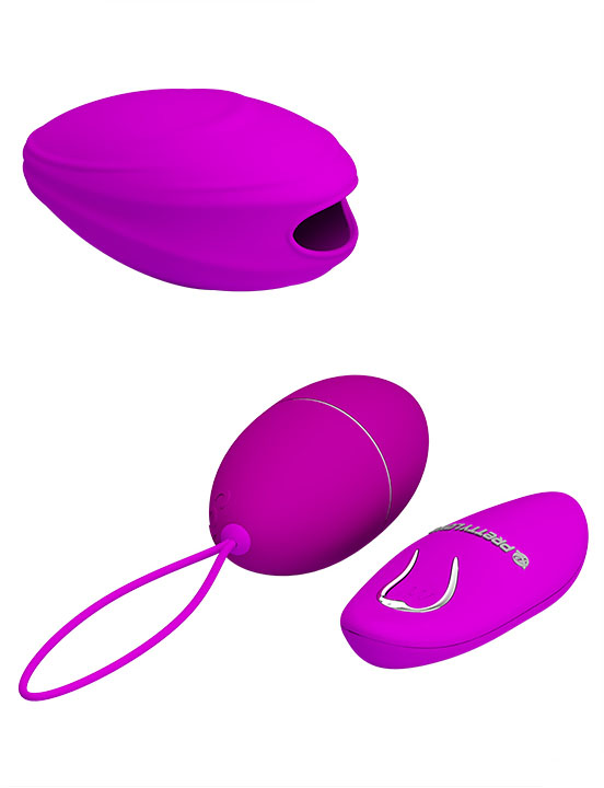 Виброяйцо Hyper Egg с дистанционым пультом и силиконовым чехлом, фиолетовое, 35х74 мм